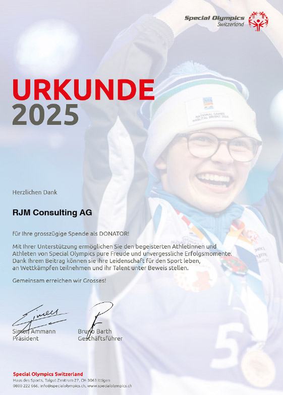 Urkunde Special Olympics 2025